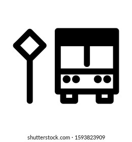bus stop icon isolated sign symbol vector illustration - high quality black style vector icons
