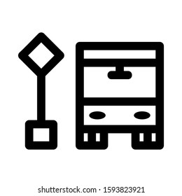 bus stop icon isolated sign symbol vector illustration - high quality black style vector icons
