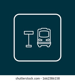 Bus stop icon line symbol. Premium quality isolated autobus station element in trendy style.