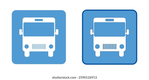 Bus stop icon, logo for web and mobile app. Bus stop sign icon. Flat bus symbol. Passenger transportation, transport symbol. Blue Bus Stop Sign. Square Road Sign. EPS 10. Vector illustrations