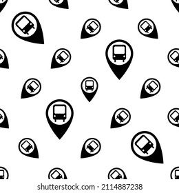 Bus Stop Icon Seamless Pattern, Designated Place For Passengers To Board Or Get Off From A Bus Vector Art Illustration