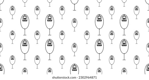 Bus Stop Icon Seamless Pattern, Designated Place For Passengers To Board Or Get Off From A Bus Vector Art Illustration