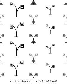 Bus Stop Icon Seamless Pattern, Designated Place For Passengers To Board Or Get Off From A Bus Vector Art Illustration