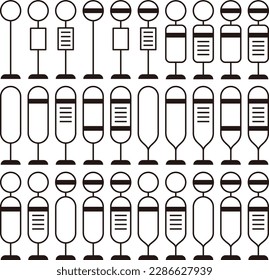 Juego de iconos de parada de bus.Ilustración vectorial.