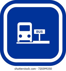 Bus stop icon , sign Square with rounded corners
