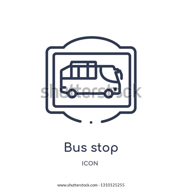 bus stop icon from\
traffic signs outline collection. Thin line bus stop icon isolated\
on white background.