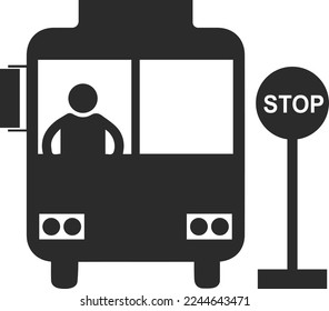 Icono de parada de bus, icono de transporte vector negro