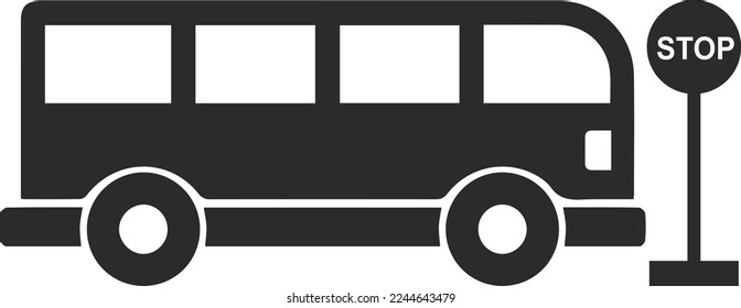 Icono de parada de bus, icono de transporte vector negro