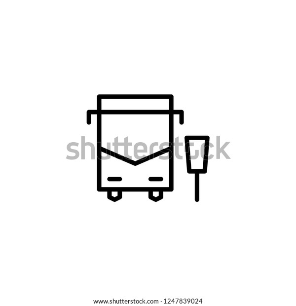 Bus and bus stop\
icon. Transportation sign