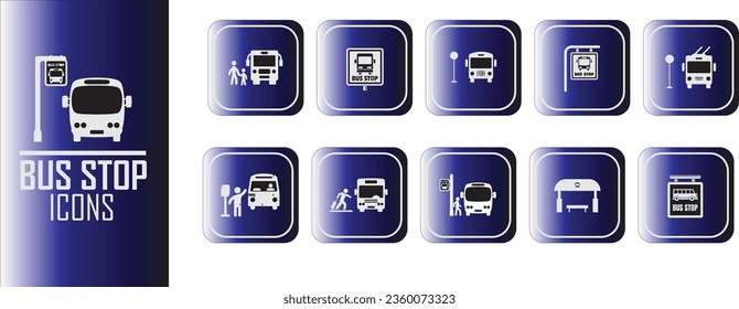 bus stop icon vector gradient color