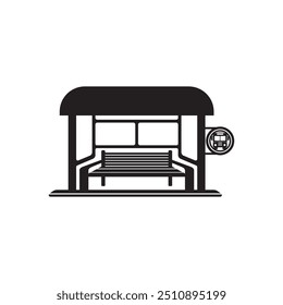 Diseño de símbolo de Ilustración vectorial de icono de parada de autobús