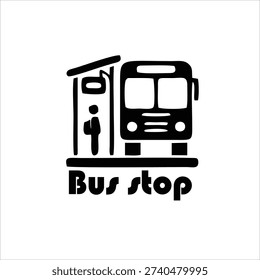 Bus Stop Icon Vector Illustration – Public Transportation Symbol
