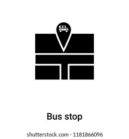 Bus stop icon vector isolated on white background, logo concept of Bus stop sign on transparent background, filled black symbol