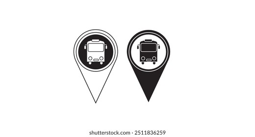 Bus stop icon. Vector bus location sign. Rounded bus station symbol.