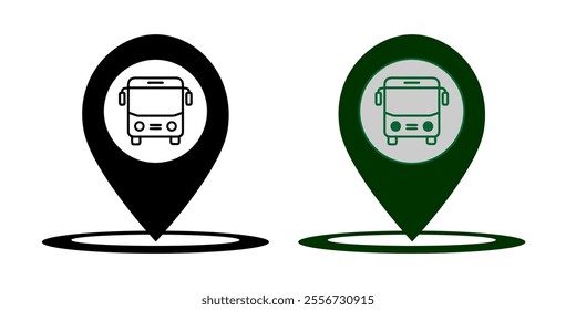 Bus stop icon. Vector bus location sign. Rounded bus station symbol.