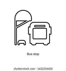 Bus stop icon vector on white background. Black icon illustration