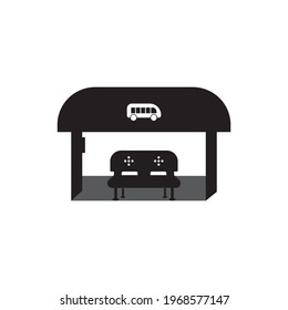 Diseño de la ilustración del símbolo del vector del icono de parada de bus.