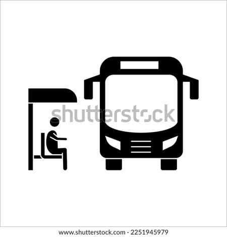 Bus stop icon. Wait for public transport. Urban commute. City infrastructure. vector illustration on white background. Contour symbol.