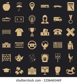 Bus stop icons set. Simple style of 36 bus stop vector icons for web for any design