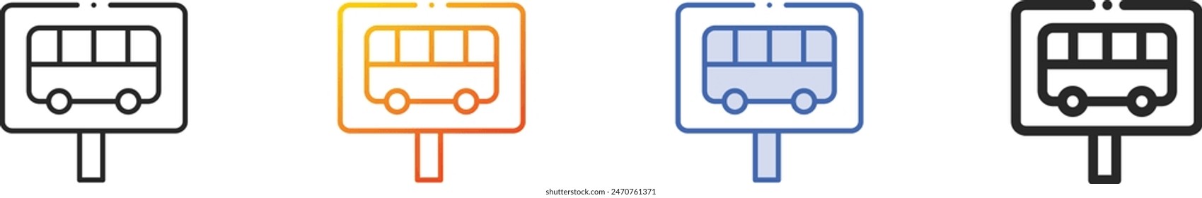 bus stop icon.Thin Linear, Gradient, Blue Stroke and bold Style Design Isolated On White Background