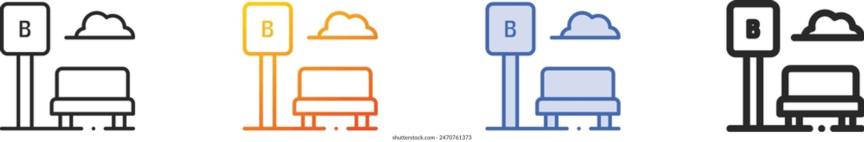 bus stop icon.Thin Linear, Gradient, Blue Stroke and bold Style Design Isolated On White Background