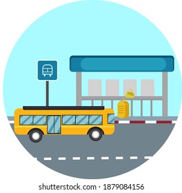 Bus stop ,illustration, vector on white background.
