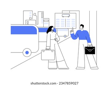 Bus stop information display abstract concept vector illustration. Electric public transport info display, smart city, Internet of Things, modern technology at bus stop abstract metaphor.