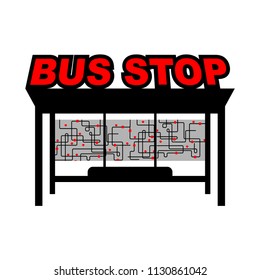 Bus stop isolated. bus station Vector illustration
