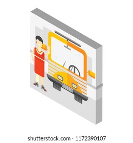 Bus stop isometric left top view 3D icon