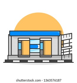 Bus Stop In Jakarta, Flat Design - Vector