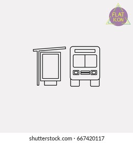 bus stop line icon