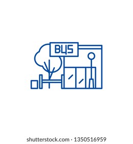 Bus stop line icon concept. Bus stop flat  vector symbol, sign, outline illustration.