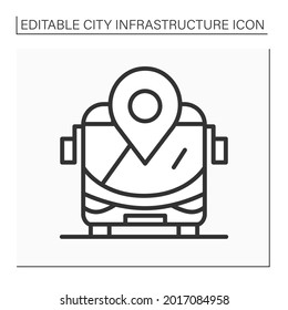 Bus stop line icon. Landmark. Transport stopped in special places. Location on map. Transportation.City infrastructure concept. Isolated vector illustration. Editable stroke