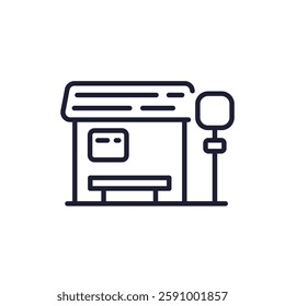 bus stop line icon on white