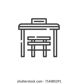 Bus stop line icon, outline vector sign, linear style pictogram isolated on white. Symbol, logo illustration. Editable stroke