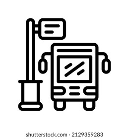 icono de estilo de línea de parada de bus. ilustración vectorial para diseño gráfico, sitio web, aplicación. EPS 10