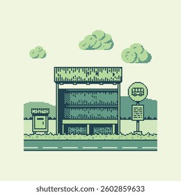 Bus stop in the middle of village