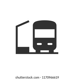 bus stop and bus. monochrome icon