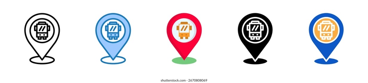 Bus Stop múltiples iconos de estilo establecen la Ilustración vectorial de diseño.