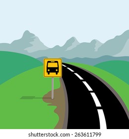 bus stop on country road