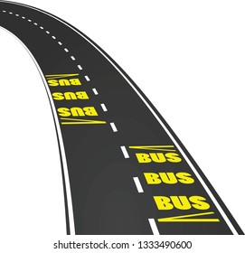 Bus stop on road. vector illustration