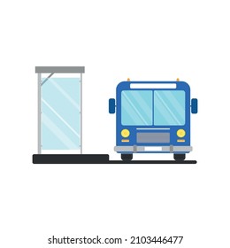 Bus with bus stop. On a white background.