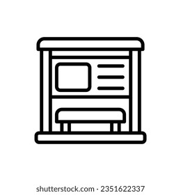 Ilustración del vector de iconos de contorno de parada de bus