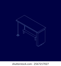 Bus stop outline. Isometric view. Vector illustration