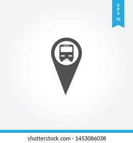 Bus stop pointer vector icon, simple bus stop pointer sign.