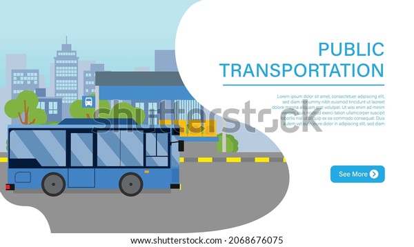 Bus and Bus stop Public Transportation
presentation, vector
illlustation.