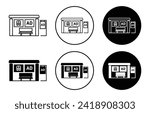 Bus stop shelter ad vector icon set collection. Bus stop shelter ad Outline flat Icon.