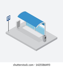 Bus Stop Shelter Isometric Vector