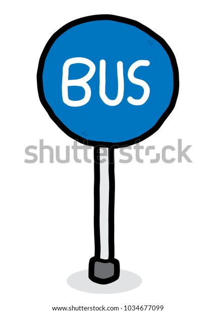 白い背景にバス停の標識 カートーンのベクター画像とイラスト 手描きのスタイル のベクター画像素材 ロイヤリティフリー 1034677099