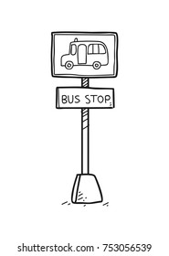 bus stop sign, doodle